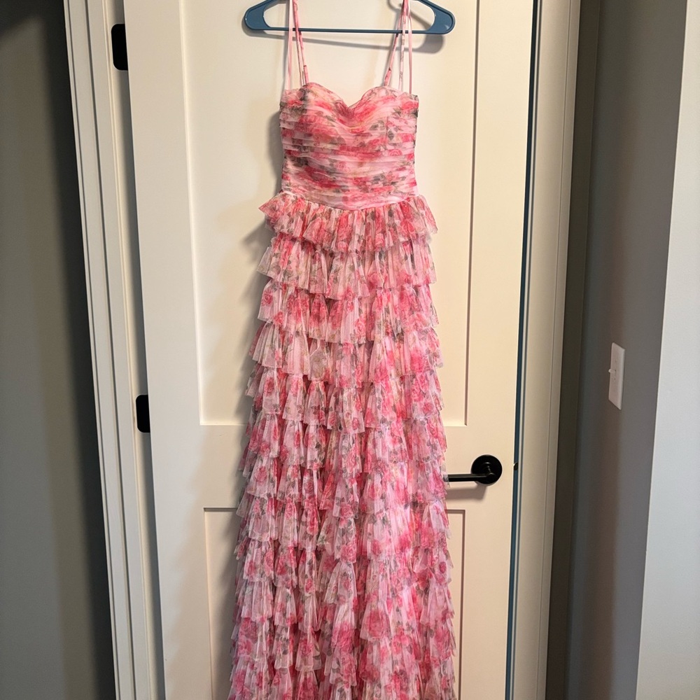 PINK FLORAL PROM B Darlin Blush Pink Dress
